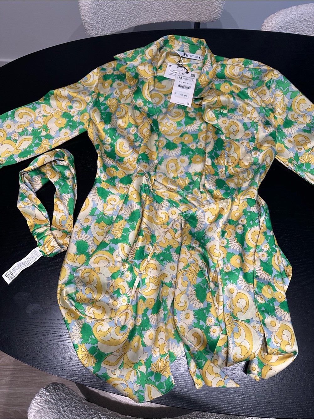 Zara Green & Yellow Floral Mini Dress